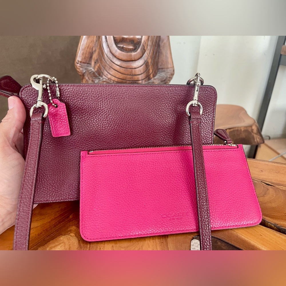 Coach RARE Plum/Fuchsia Leather Crossbody Bag - Picture 8 of 15